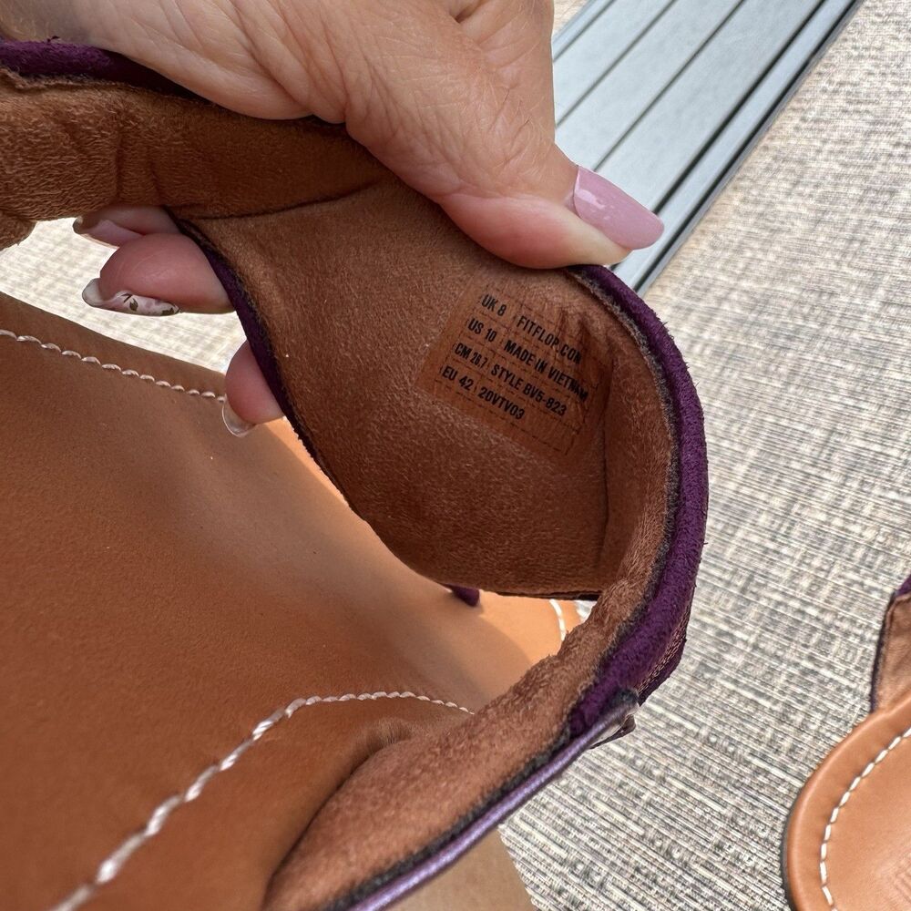 Fitflop Sandals Metallic Purple Wine Shimmer Womens Sz 10 - Picture 6 of 9